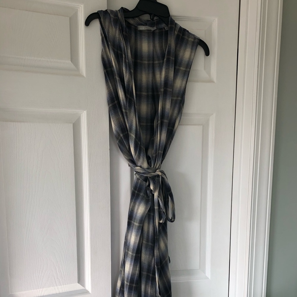VINCE wrap flannel dress
